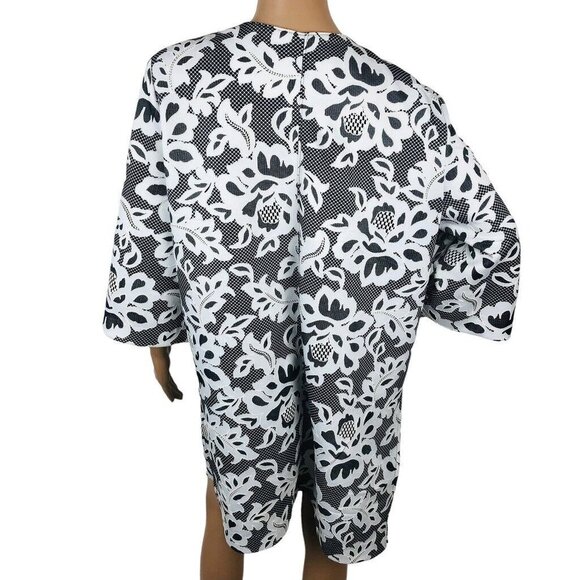 Jones Studio Jacket Embroidered Jacquard Lace Print Open Front Dress Coat Blazer - Picture 7 of 8